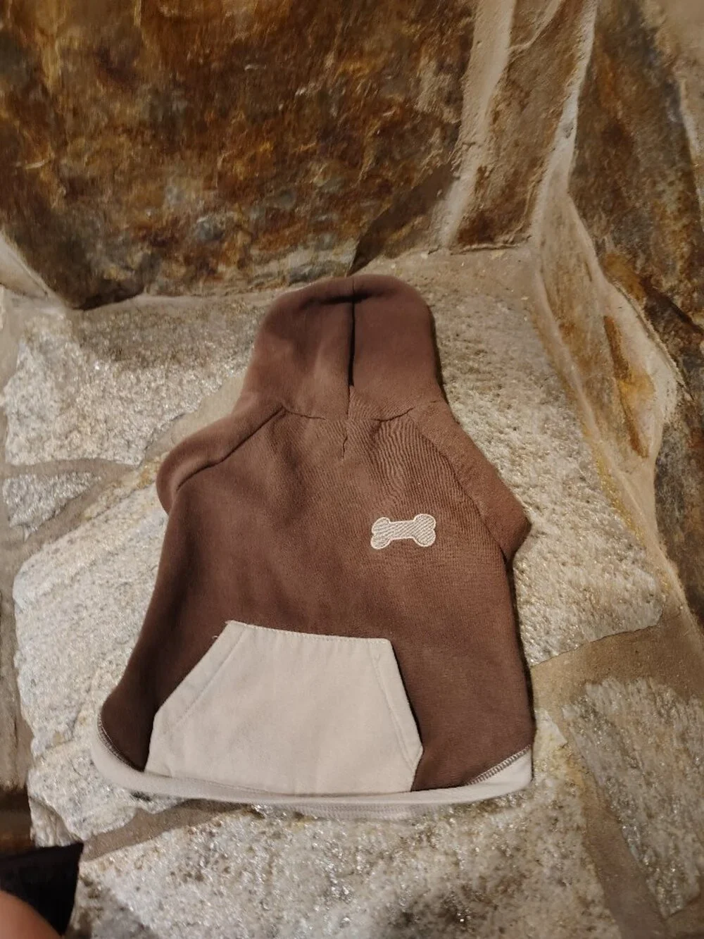Pup Crew Dog Cat Pet Chocolate Brown Hoodie Size Medium Bone